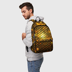 Рюкзак Металлические соты - роскошный блеск золота, цвет: 3D-принт — фото 2