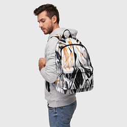 Рюкзак Чёрно-жёлтая абстракция на белом фоне, цвет: 3D-принт — фото 2