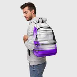 Рюкзак Чёрные вертикальные полосы на фиолетово-белом фоне, цвет: 3D-принт — фото 2