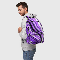Рюкзак Волнистые вертикальные чёрно-фиолетовые полосы, цвет: 3D-принт — фото 2