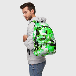 Рюкзак Green and white abstraction on a black background, цвет: 3D-принт — фото 2