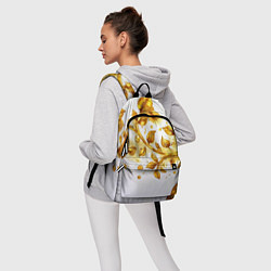 Рюкзак Золотые листья на белом, цвет: 3D-принт — фото 2