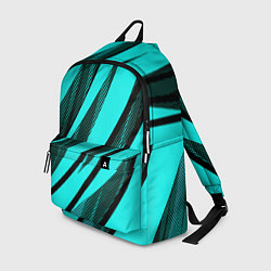 Рюкзак Неоновый голубой с чёрным абстракция с полосами, цвет: 3D-принт
