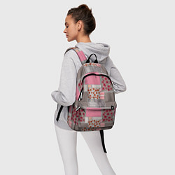 Рюкзак Розово-серые разноцветные лоскуты, цвет: 3D-принт — фото 2