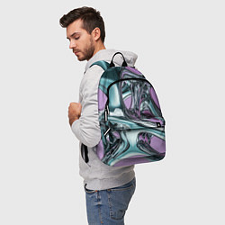Рюкзак Металлическая абстракция на фиолетовом фоне, цвет: 3D-принт — фото 2