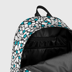 Рюкзак Мелкий синий белый мозаичный узор на черном, цвет: 3D-принт — фото 2