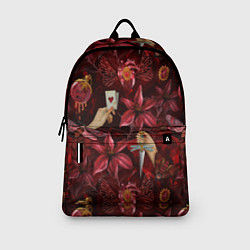Рюкзак Бордовая готика с сердцем, лилиями и мотыльками, цвет: 3D-принт — фото 2