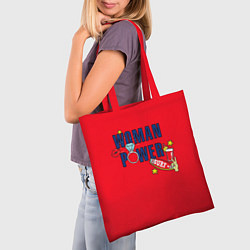 Сумка-шопер Woman power красный, цвет: 3D-принт — фото 2