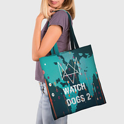 Сумка-шопер Watch Dogs 2: Network Hack, цвет: 3D-принт — фото 2