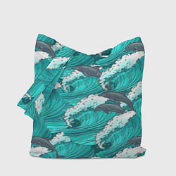 Сумка-шопер Лазурные дельфины, цвет: 3D-принт