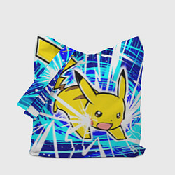 Сумка-шопер Пикачу бежит с молниями, цвет: 3D-принт