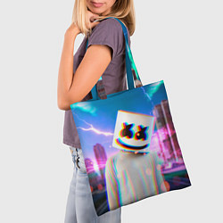 Сумка-шопер Marshmello: Glitch Effect, цвет: 3D-принт — фото 2