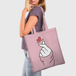 Сумка-шопер Я тебя люблю - корейское сердечко, цвет: 3D-принт — фото 2