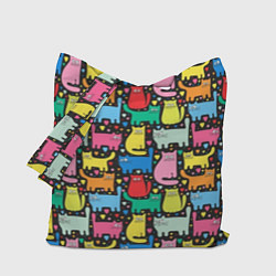 Сумка-шопер Разноцветные котики, цвет: 3D-принт