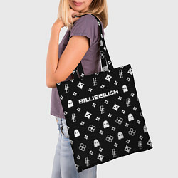 Сумка-шопер Billie Eilish: Black Pattern, цвет: 3D-принт — фото 2
