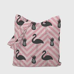 Сумка-шоппер Черный фламинго арт
