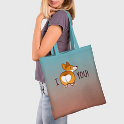 Сумка-шопер I love you смешной корги, цвет: 3D-принт — фото 2
