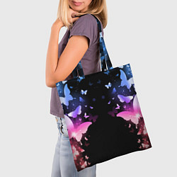 Сумка-шопер ЯРКИЕ БАБОЧКИ, цвет: 3D-принт — фото 2