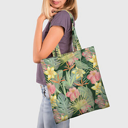 Сумка-шопер Тропические растения и цветы, цвет: 3D-принт — фото 2