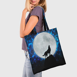 Сумка-шопер Волк воющий на луну, цвет: 3D-принт — фото 2
