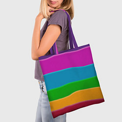 Сумка-шопер Разноцветные полоски, цвет: 3D-принт — фото 2