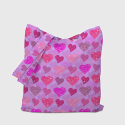 Сумка-шопер Розовые сердечки, цвет: 3D-принт