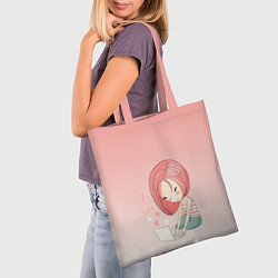 Сумка-шопер Влюбленная девушка ноутбук, цвет: 3D-принт — фото 2
