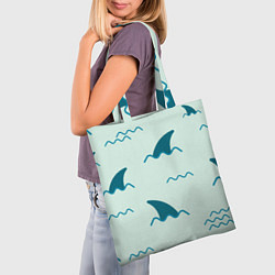 Сумка-шопер Плавники акул, цвет: 3D-принт — фото 2