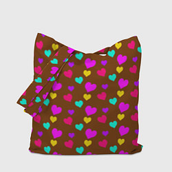 Сумка-шопер Сердечки разноцветные, цвет: 3D-принт
