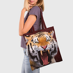 Сумка-шопер Тигр красавчик сердится, цвет: 3D-принт — фото 2