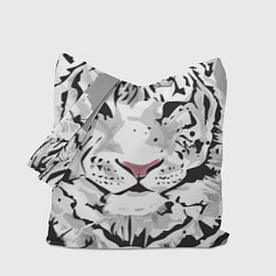Сумка-шопер Белый снежный тигр, цвет: 3D-принт