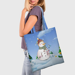 Сумка-шопер Веселый Снеговичок, цвет: 3D-принт — фото 2