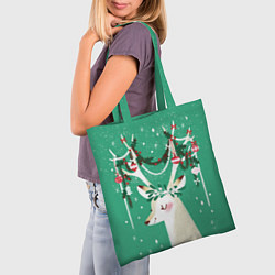 Сумка-шопер Олень Новый год, цвет: 3D-принт — фото 2