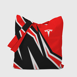 Сумка-шопер TESLA MOTORS RED LINE ТЕСЛА, цвет: 3D-принт
