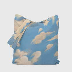 Сумка-шопер Рисунок голубого неба с облаками маслом, цвет: 3D-принт