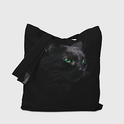 Сумка-шоппер Черна кошка с изумрудными глазами