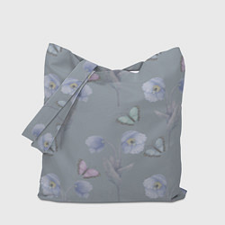 Сумка-шопер Бабочки и цветы голубого мака, цвет: 3D-принт