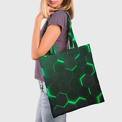 Сумка-шопер Неоновые соты - Green, цвет: 3D-принт — фото 2