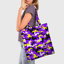 Сумка-шопер Камуфляж Фиолетово-Жёлтый, цвет: 3D-принт — фото 2