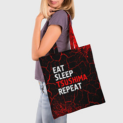 Сумка-шопер Eat Sleep Tsushima Repeat - Краска, цвет: 3D-принт — фото 2