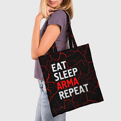 Сумка-шопер Eat Sleep ARMA Repeat Трещины, цвет: 3D-принт — фото 2