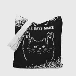 Сумка-шопер Группа Three Days Grace и Рок Кот, цвет: 3D-принт