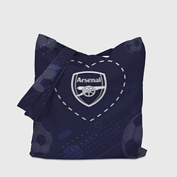 Сумка-шопер Лого Arsenal в сердечке на фоне мячей, цвет: 3D-принт