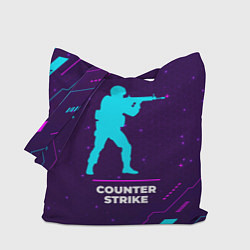 Сумка-шопер Символ Counter Strike в неоновых цветах на темном, цвет: 3D-принт