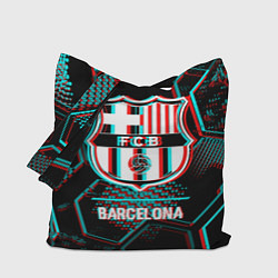 Сумка-шопер Barcelona FC в стиле Glitch на темном фоне, цвет: 3D-принт