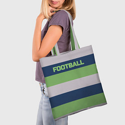 Сумка-шопер Цветные полосы текст футбол Text football colored, цвет: 3D-принт — фото 2