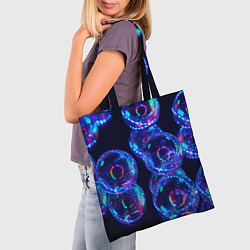 Сумка-шопер Неоновые сюрреалистичные пузыри - Синий, цвет: 3D-принт — фото 2