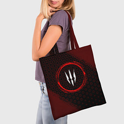 Сумка-шопер Символ The Witcher и краска вокруг на темном фоне, цвет: 3D-принт — фото 2