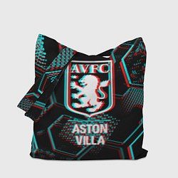 Сумка-шопер Aston Villa FC в стиле Glitch на темном фоне, цвет: 3D-принт