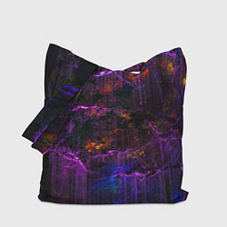 Сумка-шопер Неоновые лучи и листья - Фиолетовый, цвет: 3D-принт